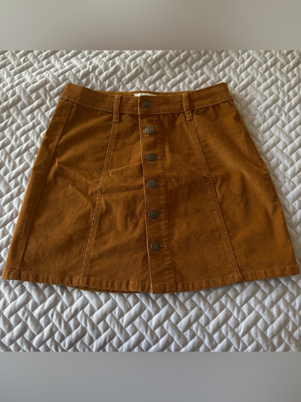 YMI Button-Front Mini Skirt in Rust